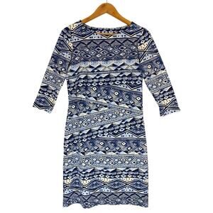 J. McLaughlin Women’s 3/4 Sleeve Bodycon Dress Bohemian Stretch Knit M